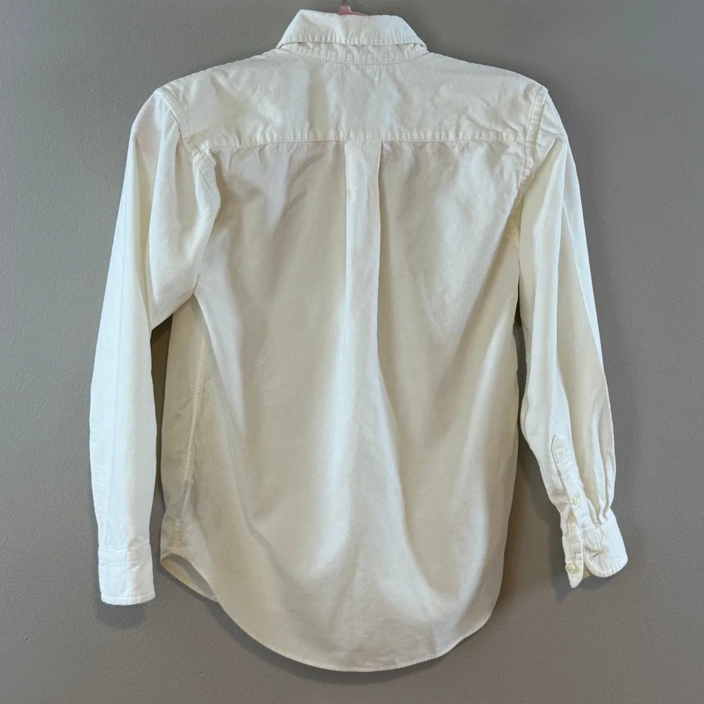 Ralph Lauren Boys White Corduroy Button Down Shirt Size M 12/14 Long Sleeve Pony - Picture 4 of 5